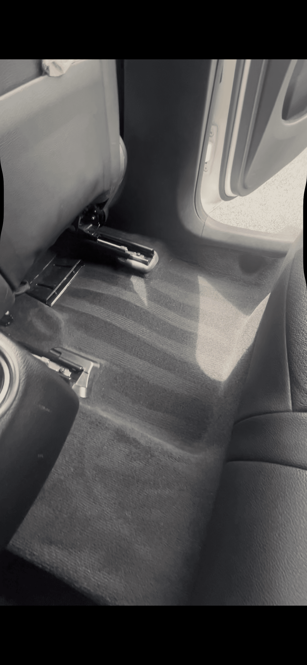 Clean rear carpet and floor area after detailing by AJ Car Detailing